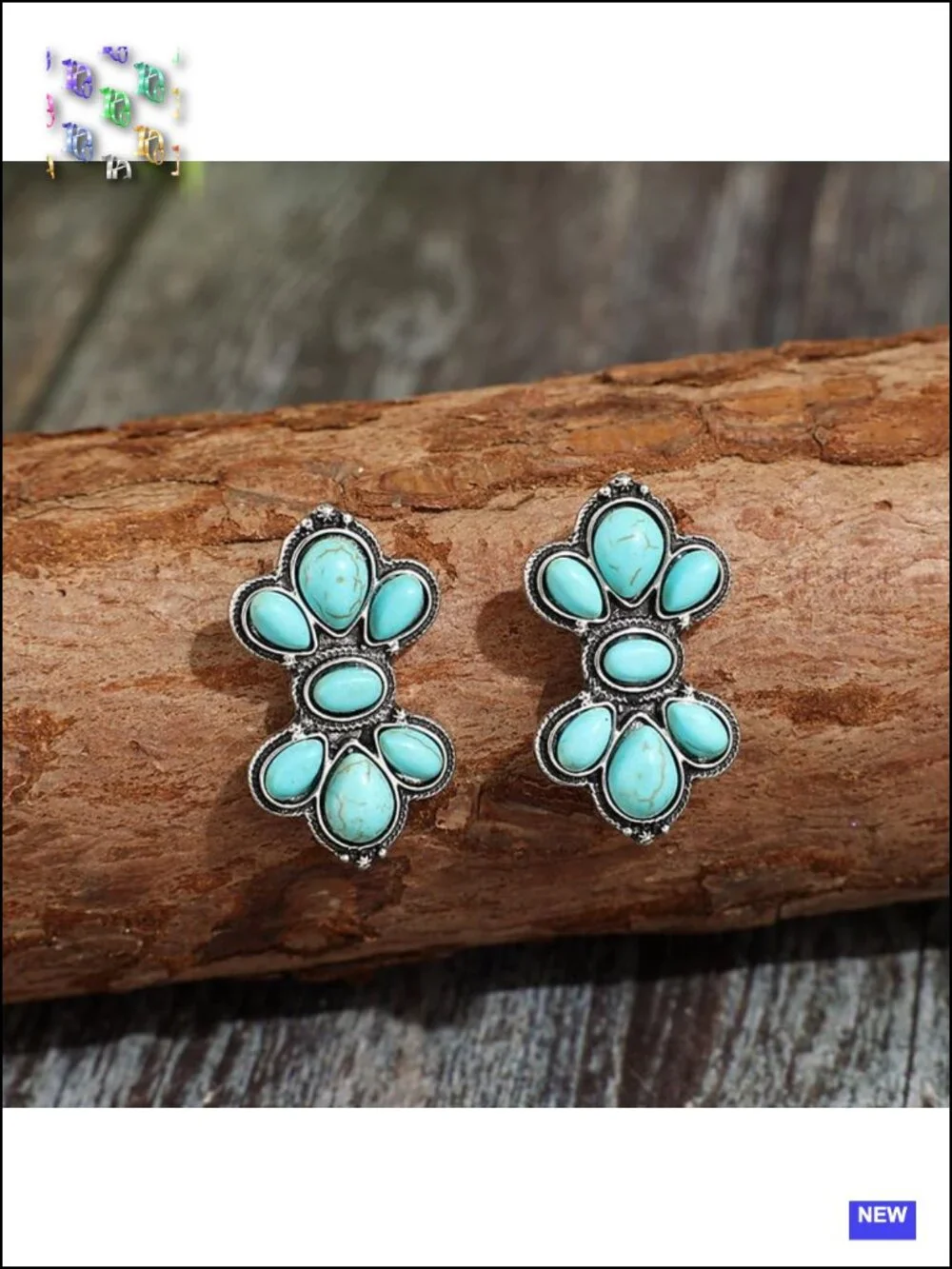 Bohemian Turquoise Oval Drop Dangle Earrings Vintage Geometric Ethnic Teardrop
